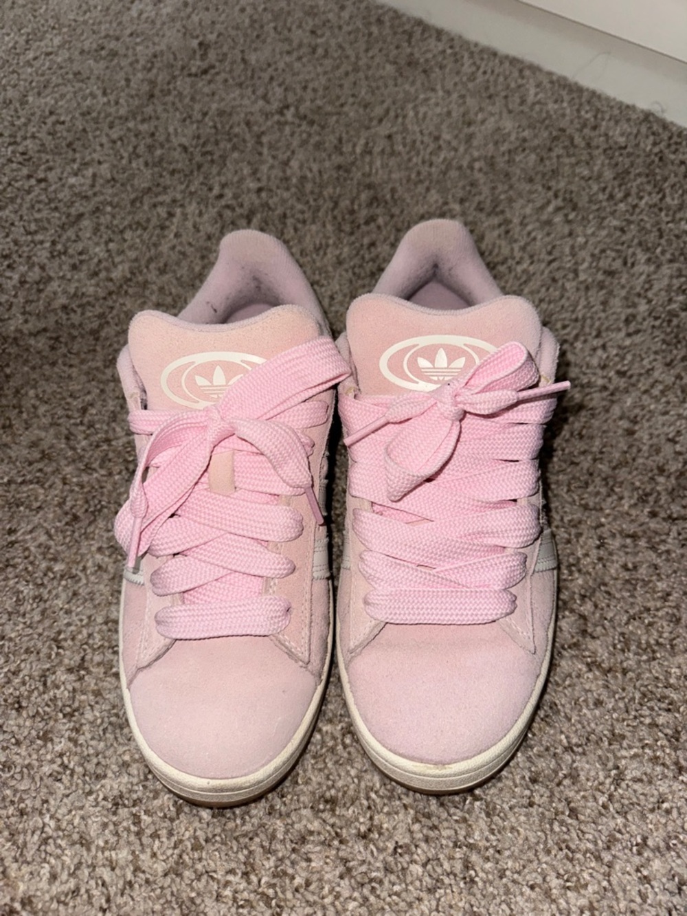 adidas Women's Light Pink Suede Sneakers